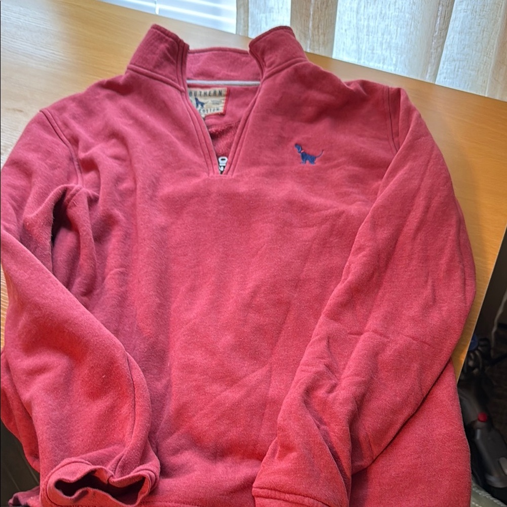 Southern Fried Cotton Red Pullover with Blue Logo